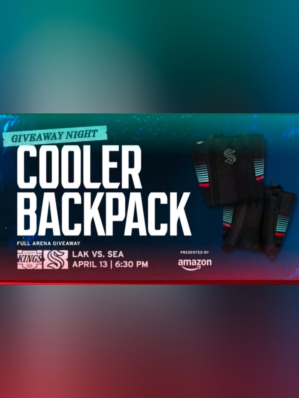 Seattle Kraken "Menace" Design Cooler Backpack Bag SGA 2026